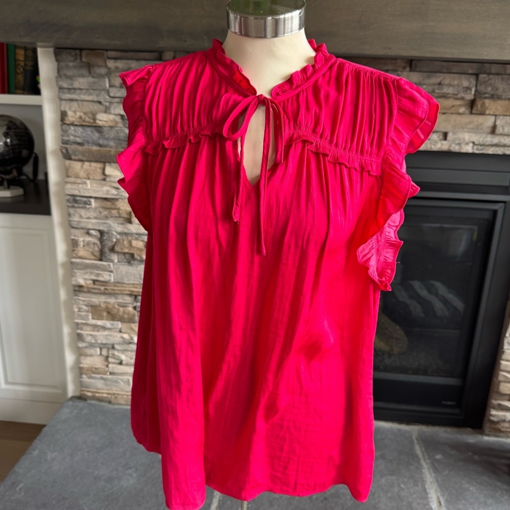 Rachel Zoe ruffle short sleeve blouse top